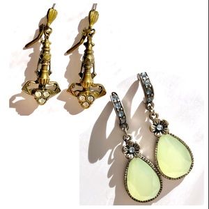 2 Dangle Earrings Bronze Silver